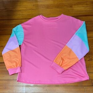 Source Unknown Pink and Multicolor Long Sleeve Tee